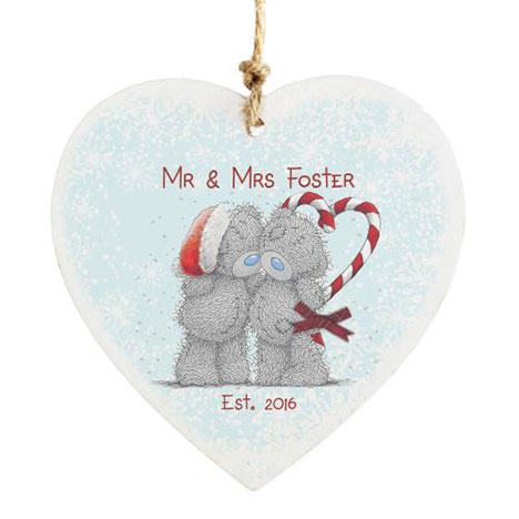 Personalised Me to You Christmas Wooden Heart Decoration £9.99